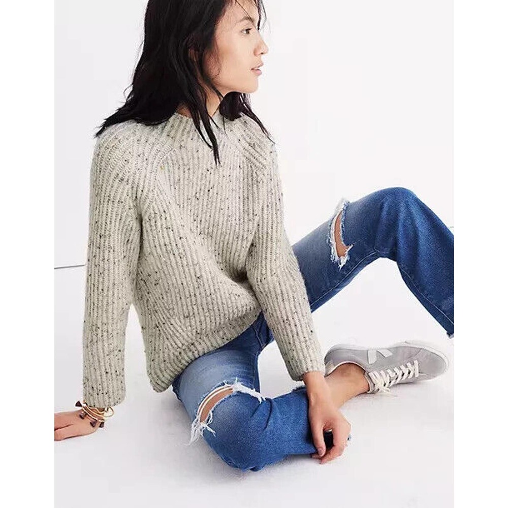 Madewell Donegal Northfield Mockneck Sweater Ivory Women's Size Small H13899 - Picture 4 of 11